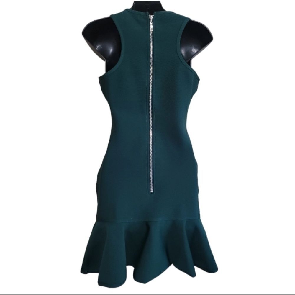 Aqua Women Green Stretch Sleeveless Ruffle Mini Party Bodycon Dress Size S - Picture 6 of 9